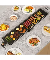Slickblue Extra Large Electric Griddle with 2 Cooking Surface and Adjustable Temperatures