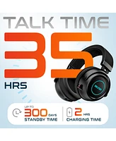 Delton Wireless Gaming Headset with Retractable Cvc Mic, Auto Pair Usb Dongle, 35 hrs Talk time, Fast Charging Gaming Headphones with Rgb Light for Pc