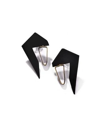 Sohi Womens Black Abstract Drop Earrings