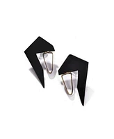 Sohi Womens Black Abstract Drop Earrings