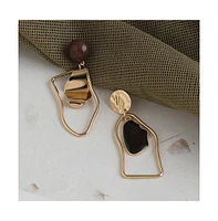 Sohi Women's Silver Ripple Drop Earrings