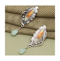 Sohi Women's Blue Abstract Drop Earrings