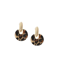 Sohi Women's Brown Textured Circular Drop Earrings