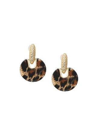 Sohi Womens Brown Textured Circular Drop Earrings