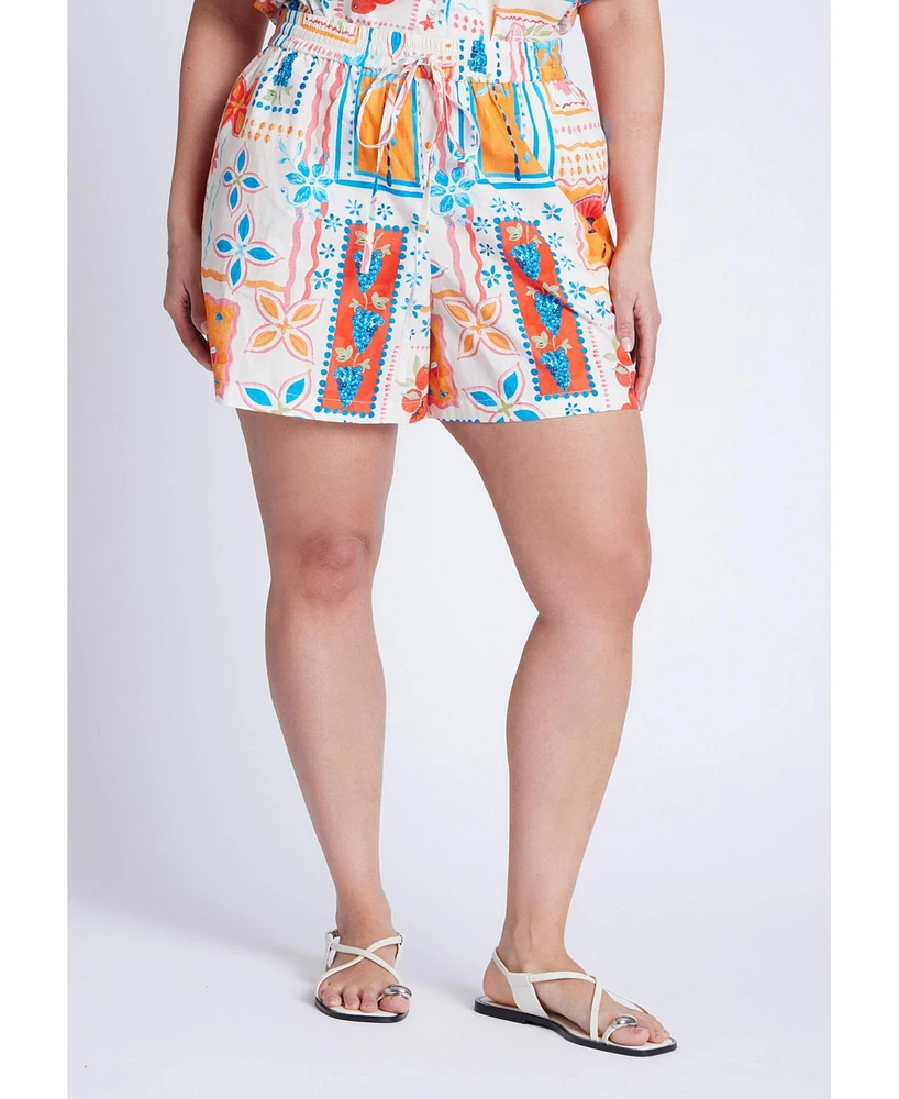 Eloquii Women's Plus Pull On Printed Short