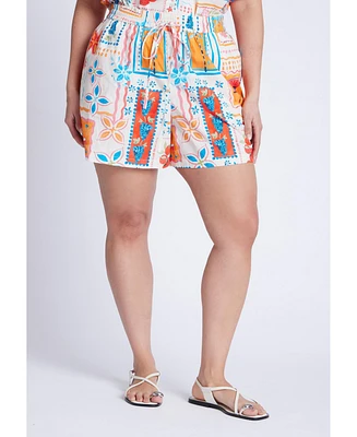 Eloquii Women's Plus Pull On Printed Short