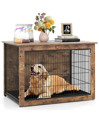 Dog Crate Furniture with Cushion and Double Doors for Small/Medium Dogs