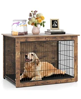 Dog Crate Furniture with Cushion and Double Doors for Small/Medium Dogs
