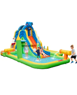 Inflatable Water Slide with Splash Pool and Climbing Wall for Oudoor Indoor without Blower