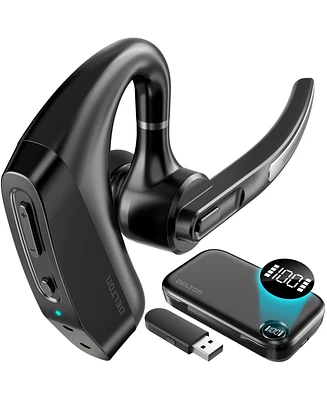Delton Wireless Headset, Bluetooth Earpiece with Noise Canceling Microphone, Battery Display Charging Case Usb Dongle for Pc/Laptop/Mac/Phones, Compat