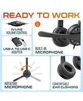 Delton 12Y Computer Headset with Microphone, In-Line Controls, Wired Headphones for Pc/Laptop/Mac, Compatible with Microsoft Teams, Google Meet, and M