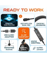 Delton 32Y Wired Computer Headset, Ms Teams Compatible, Stereo Headphones With Dual Noise-Cancelling Microphones, In-Line Controls, On-Ear Usb Headset