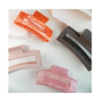 Large Rectangle Claw Clip - Orange