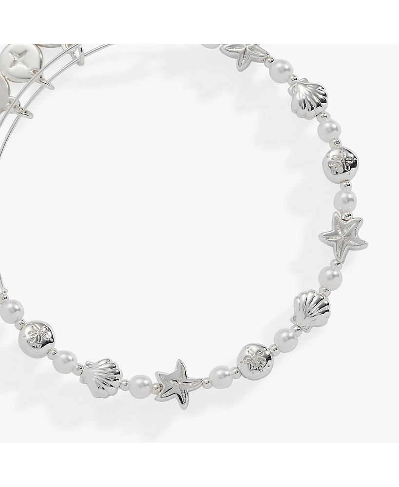 Seaside Pearl Beaded Bangle Bracelet