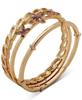 Anne Klein Gold-Tone 3-Pc. Set Flower Bangle Bracelet