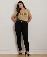 Lauren Ralph Plus Beaded-Logo Cotton Jersey Tee