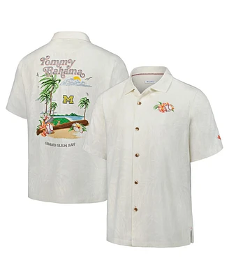 Tommy Bahama Men's White Michigan Wolverines Grand Slam Bay Camp Button-Up Shirt