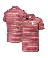 Columbia Men's Crimson Oklahoma Sooners Pfg Super Terminal Tackle Omni-Shade Stripe Polo Shirt