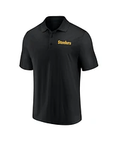 Fanatics Men's Black Pittsburgh Steelers Push Back Polo Shirt
