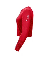 Nike Women's Red Miami Heat 2024/25 City Edition Essential Logo Slim Fit Long Sleeve Cropped T-Shirt