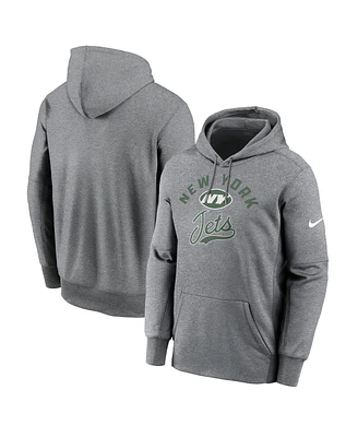 Nike Men's Heather Gray New York Jets Performance Fleece Pullover Hoodie