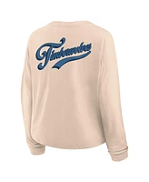 Fanatics Women's Natural Minnesota Timberwolves Boxed Out Drop Fashion Long Sleeve T-Shirt