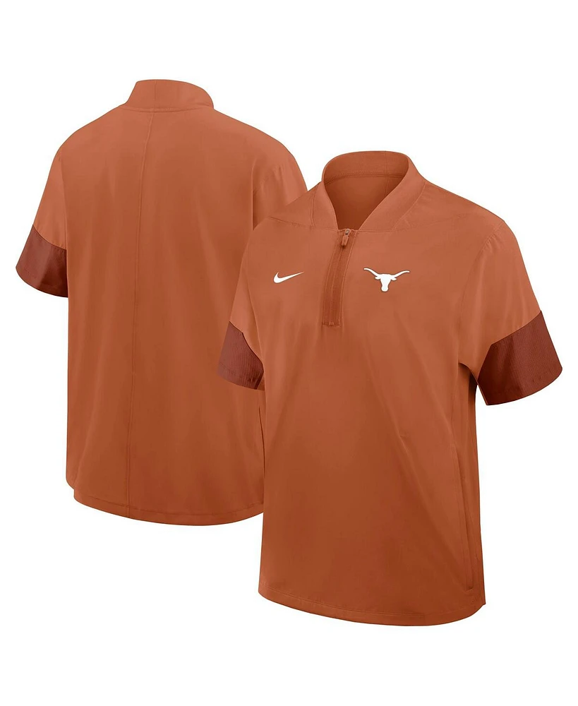 Nike Men's Burnt Orange Texas Longhorns 2025 Sideline Short Sleeve Quarter-Zip Coach Jacket