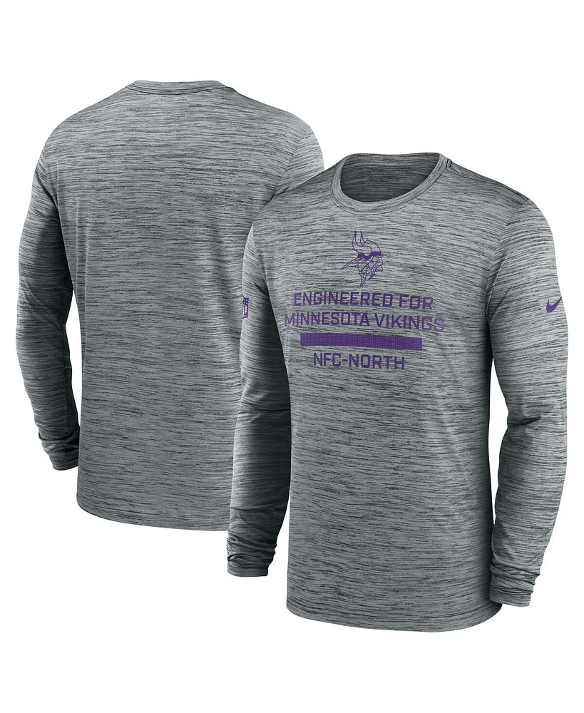Nike Men's Gray Minnesota Vikings Sideline Velocity Performance Long Sleeve T-Shirt