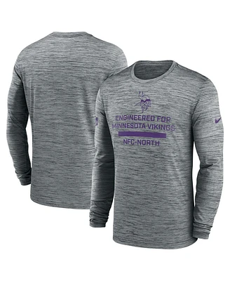 Nike Men's Gray Minnesota Vikings Sideline Velocity Performance Long Sleeve T-Shirt