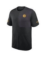 Nike Men's Black Pittsburgh Steelers Sideline Uv Performance Coach Shirt