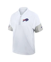 Nike Men's White Buffalo Bills Sideline Short Sleeve Quarter-Zip Performance Coach Jacket