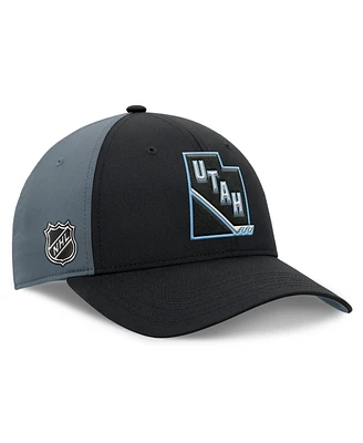 Fanatics Men's Black/Charcoal Utah Mammoth Utah Badge Adjustable Hat