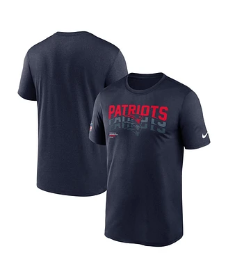 Nike Men's Navy New England Patriots Wordmark Block Sideline Legend Performance T-Shirt