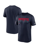 Nike Men's Navy New England Patriots Wordmark Block Sideline Legend Performance T-Shirt
