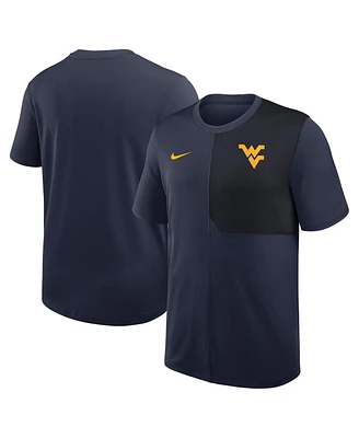 Nike Men's Navy West Virginia Mountaineers 2025 Sideline Uv Performance Coach T-Shirt
