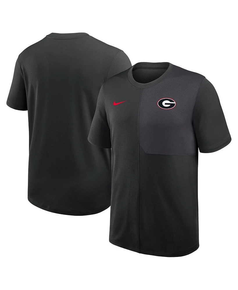 Nike Men's Black Georgia Bulldogs 2025 Sideline Uv Performance Coach T-Shirt