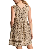 Lucky Brand Women's Cotton Floral V-Neck Mini Dress