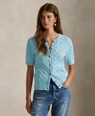 Polo Ralph Lauren Women's Cable-Knit Cotton Short-Sleeve Cardigan