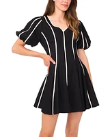 1.state Women's Piped Short-Sleeve Fit & Flare Dress