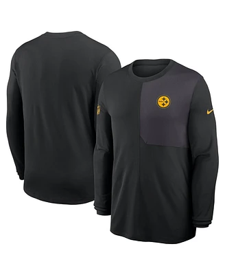 Nike Men's Black Pittsburgh Steelers Sideline Coach Uv Performance Long Sleeve T-Shirt