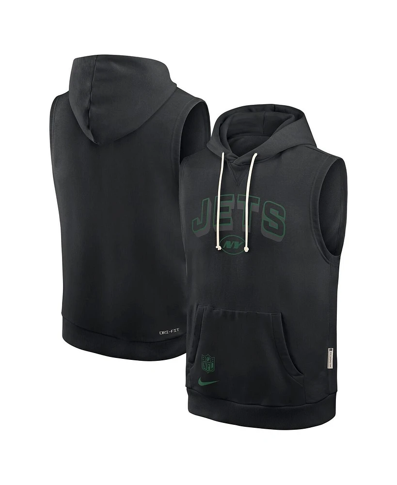Nike Men's Black New York Jets Sideline Performance Sleeveless Pullover Hoodie