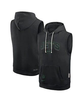 Nike Men's Black New York Jets Sideline Performance Sleeveless Pullover Hoodie