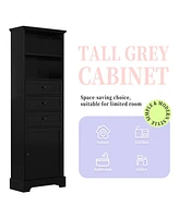 Casainc 67.3"H Tall Cabinet with 3 Drawers, Adjustable Shelves