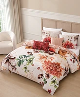 Bebejan Hazy Blossom 100% Cotton Sateen 5 Piece Queen Size Reversible Comforter Set