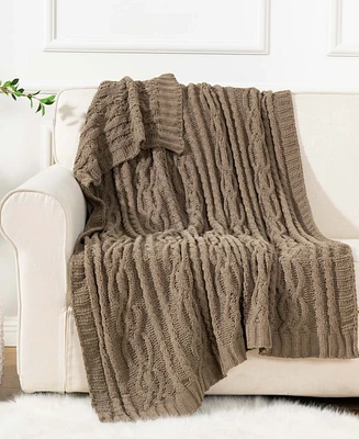 Battilo Lifestyle Cable Knit Chenille Throw, 51" x 67"