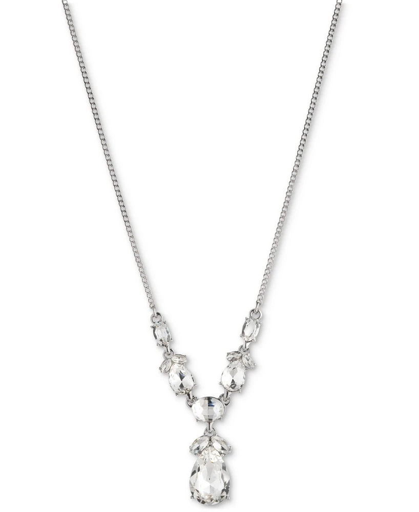 Givenchy Silver-Tone Crystal Lariat Necklace, 16" + 3" extender