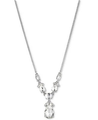 Givenchy Silver-Tone Crystal Lariat Necklace, 16" + 3" extender