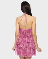 Alex & Sophia Juniors' Printed Short Halter Dress