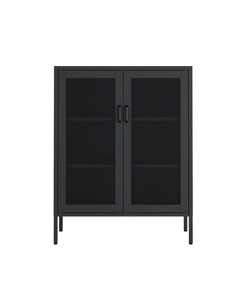Manhattan Comfort 31.5" Steel Amelia Modern 3-Shelf Accent Cabinet