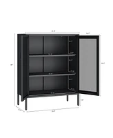Manhattan Comfort 31.5" Steel Amelia Modern 3-Shelf Accent Cabinet
